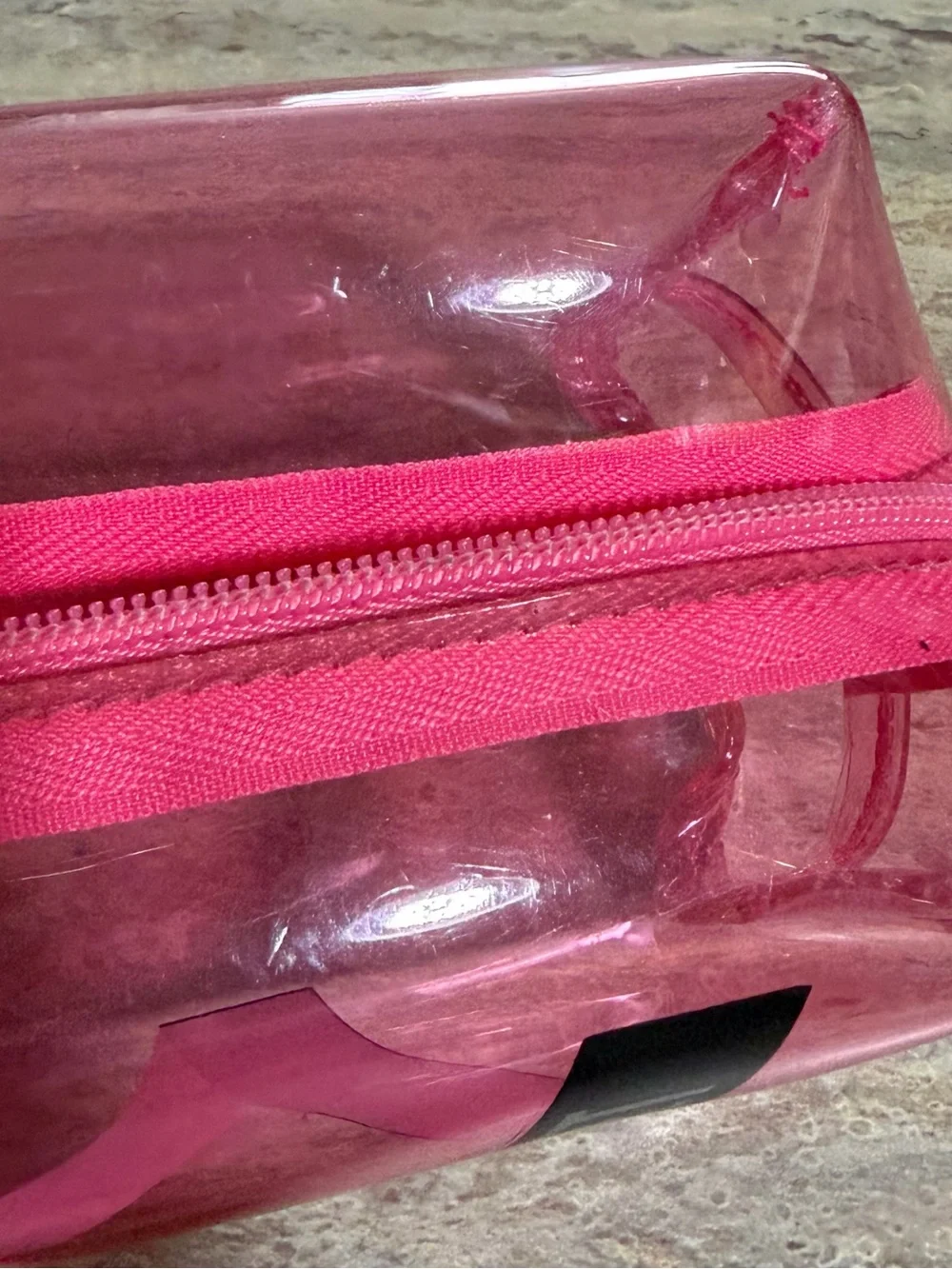 Victoria's Secret Hot Pink Clear Travel Pouch with Logo